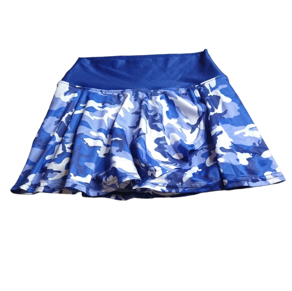 Faye + Florie Tennis Athletic Skirt Skort Shorts Blue Camo Small
